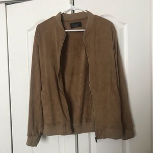 ZARA Suede Tan Bomber Jacket
